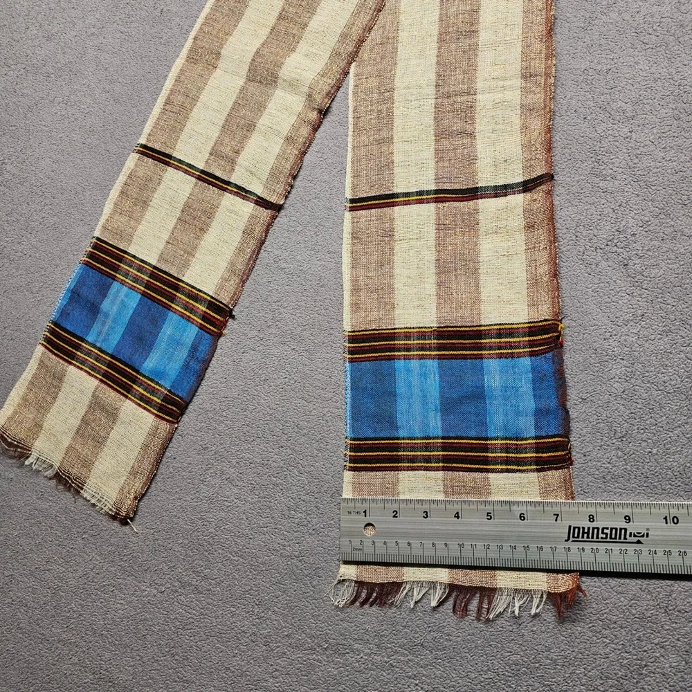 Hand Loomed Traditional Scarf Multicolor Striped‎ Fringed Artisanal Textile